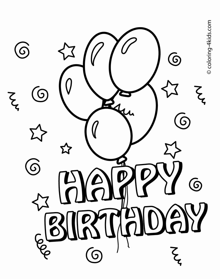 Birthday Printable Coloring Pages Unique Free Printable Happy Birthday Coloring Pages with Balloons